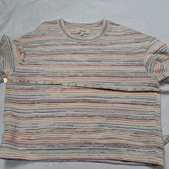Madewell Bubble Sleeves Crop Sweater In Rainbow Stripes - Picture 11 of 12